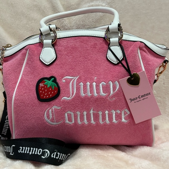 Y2K Juicy Couture Sweet n Juicy Terry Cloth Tote Bag Strawberry Patch Decal NWT - Picture 14 of 14